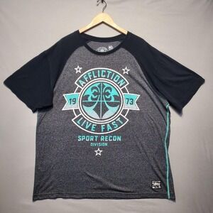 Affliction Sport Live Fast Raglan Shirt Men 3XL Gray Blue Never Surrender MMA